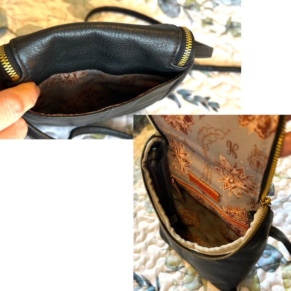 Like New HOBO Fern Crossbody Bag in Black Pebbled Leather with Brass Pulls - Picture 11 of 15